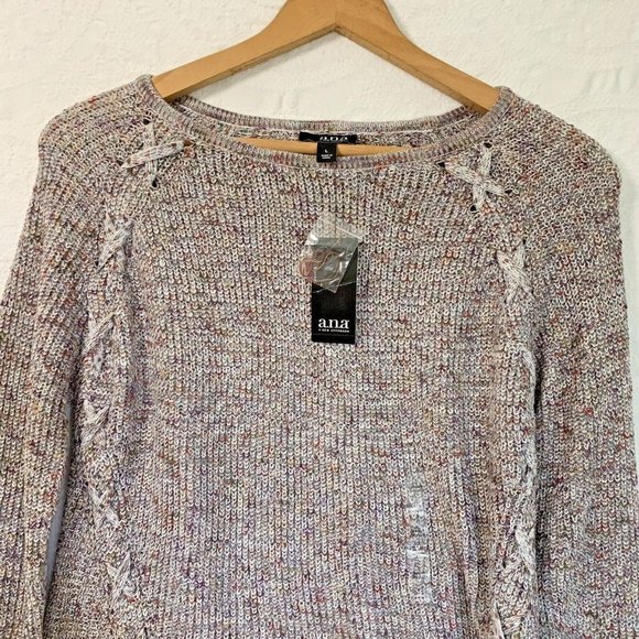 ANA Sweater Womens Large NWT Purple Gray Pullover Spicy Space Dye Chunky - Picture 2 of 8